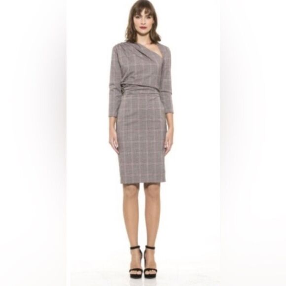 Alexia Admor Olive Plaid Sheath Dress Size XS - Picture 1 of 7